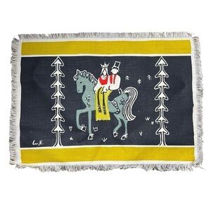 LIV HASSEL 18x13 Textile SCANDINAVIAN HAND SIGNED NORWAY WALL ART 60’s MCM Folk